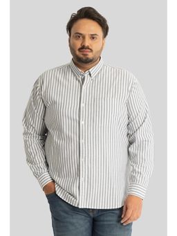 Snitch - Fortunato Light Grey Stripes Plus Size Shirt