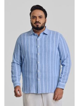 Snitch - Light Blue Stripes Casual Plus Size Shirt
