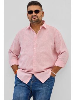 Snitch - Light Pink Linen Blend Plus Size Shirt