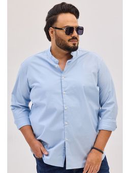 Snitch - Light Blue Mandarin Plus Size Shirt