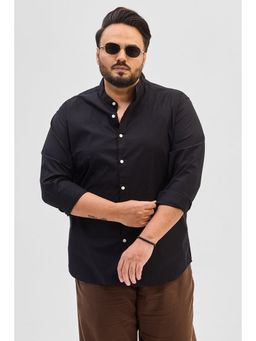 Snitch - Black Mandarin Plus Size Shirt