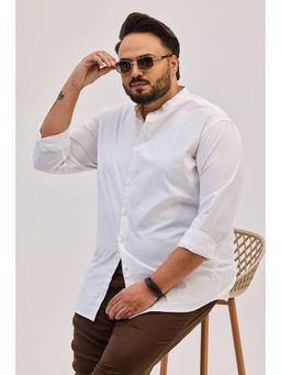 Snitch - White Mandarin Plus Size Shirt