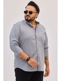 Snitch - Light Grey Mandarin Plus Size Shirt