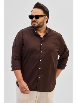 Snitch - Brown Mandarin Plus Size Shirt