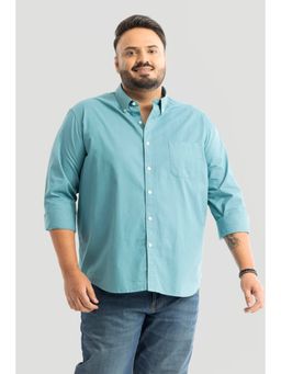 Snitch - Marco Oxford Turquoise Plain Plus Size Shirt