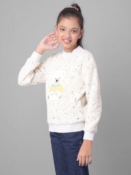 CRIMSOUNE CLUB - Girls Off White Printed Sweater