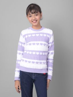 CRIMSOUNE CLUB - Girls Purple Colorblocked Sweater