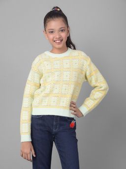 CRIMSOUNE CLUB - Girls Yellow Woven Sweater