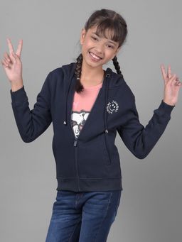 CRIMSOUNE CLUB - Girls Navy Blue Hooded Sweatshirt