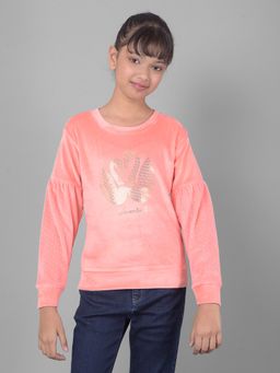CRIMSOUNE CLUB - Girls Peach Printed Sweatshirt