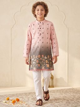 AJ Dezines - Pink Floral Straight Mid Waist Kurta & Pyjama