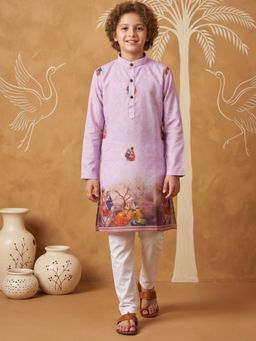 AJ Dezines - Pink Printed Straight Mid Waist Kurta & Pyjama