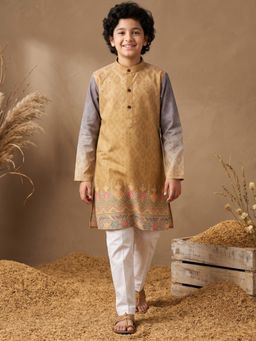 AJ Dezines - Mustard Printed Straight Mid Waist Kurta & Pyjama