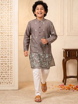 AJ Dezines - Brown Printed Straight Mid Waist Kurta & Pyjama