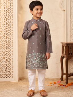 AJ Dezines - Brown Printed Straight Mid Waist Kurta & Pyjama
