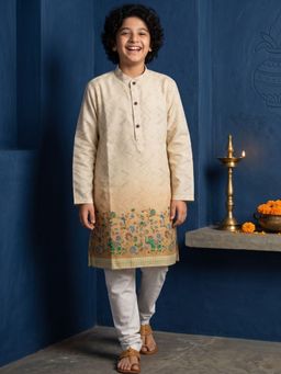 AJ Dezines - Yellow Printed Straight Mid Waist Kurta & Pyjama