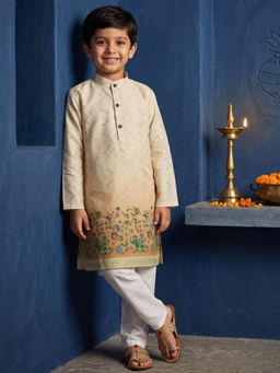 AJ Dezines - Yellow Printed Straight Mid Waist Kurta & Pyjama