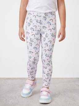 R&B - White Printed Skinny Mid Waist Leggings
