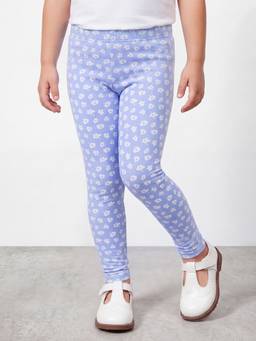 R&B - Blue Floral Skinny Mid Waist Leggings