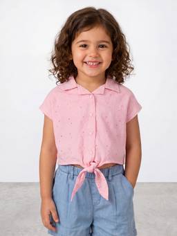 R&B - Pink Embroidered Half Sleeves Top