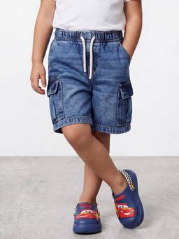 R&B - Blue Solid/Plain Mid Waist Shorts