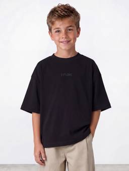 R&B - Black Solid/Plain Half Sleeves T-Shirt