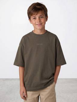 R&B - Olive Solid/Plain Half Sleeves T-Shirt
