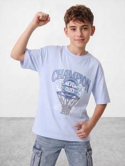 R&B - Blue Typography Half Sleeves T-Shirt