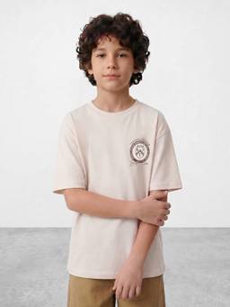 R&B - Beige Typography Half Sleeves T-Shirt