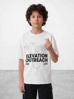 R&B - Off White Typography Half Sleeves T-Shirt