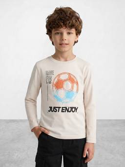 R&B - Off White Graphic Full Sleeves T-Shirt