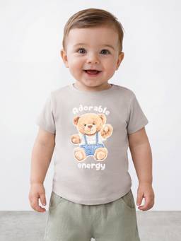 R&B - Grey Graphic Half Sleeves T-Shirt