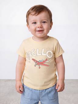 R&B - Yellow Printed Half Sleeves T-Shirt