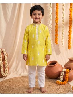 Autumnlane - Yellow Embroidered Straight Mid Waist Kurta & Pant