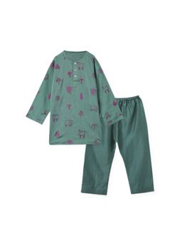 DULAAR - Green Embroidered Straight Mid Waist Kurta & Pyjama