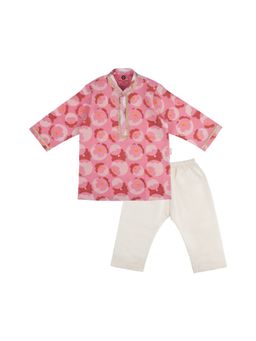 DULAAR - Pink Floral Straight Mid Waist Kurta & Pyjama