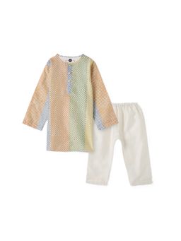 DULAAR - Multi-Color Geometric Straight Mid Waist Kurta & Pyjama