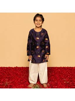 DULAAR - Purple Embroidered Straight Mid Waist Kurta & Salwar