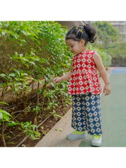 DULAAR - Multi-Color Printed Straight Mid Waist Top & Pant