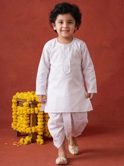 AJ Dezines - White Solid/Plain Straight Mid Waist Kurta & Dhoti Pant