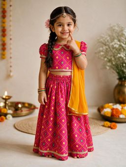 Vastramay - Pink Embroidered Mid Waist Lehanga Choli With Dupatta