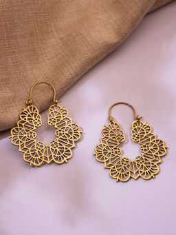 Studio One Love - Delicate Charms Gold-Plated Handmade Brass Hoop Earrings