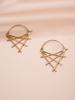Studio One Love - Triangular Tantrums Gold-Plated Handmade Brass Hoop Earrings