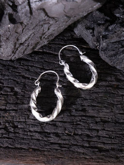Studio One Love - Oval Beauty Silver-Plated Handmade Brass Hoop Earrings