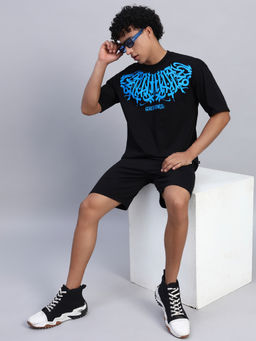 Griffel - Men Oversized Round Neck Black T-Shirt