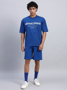 Griffel - Men Oversized Round Neck Blue T-Shirt