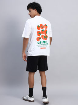 Griffel - Men Oversized Round Neck White T-Shirt