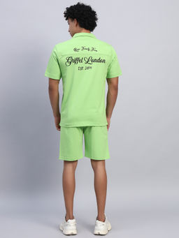 Griffel - Men Oversized Round Neck Green Shirt