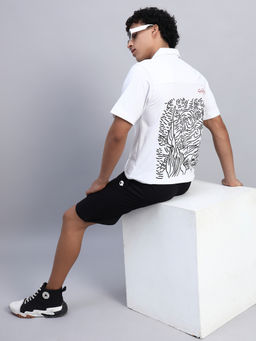 Griffel - Men Oversized Round Neck White Shirt