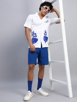 Griffel - Men Oversized Round Neck White Shirt